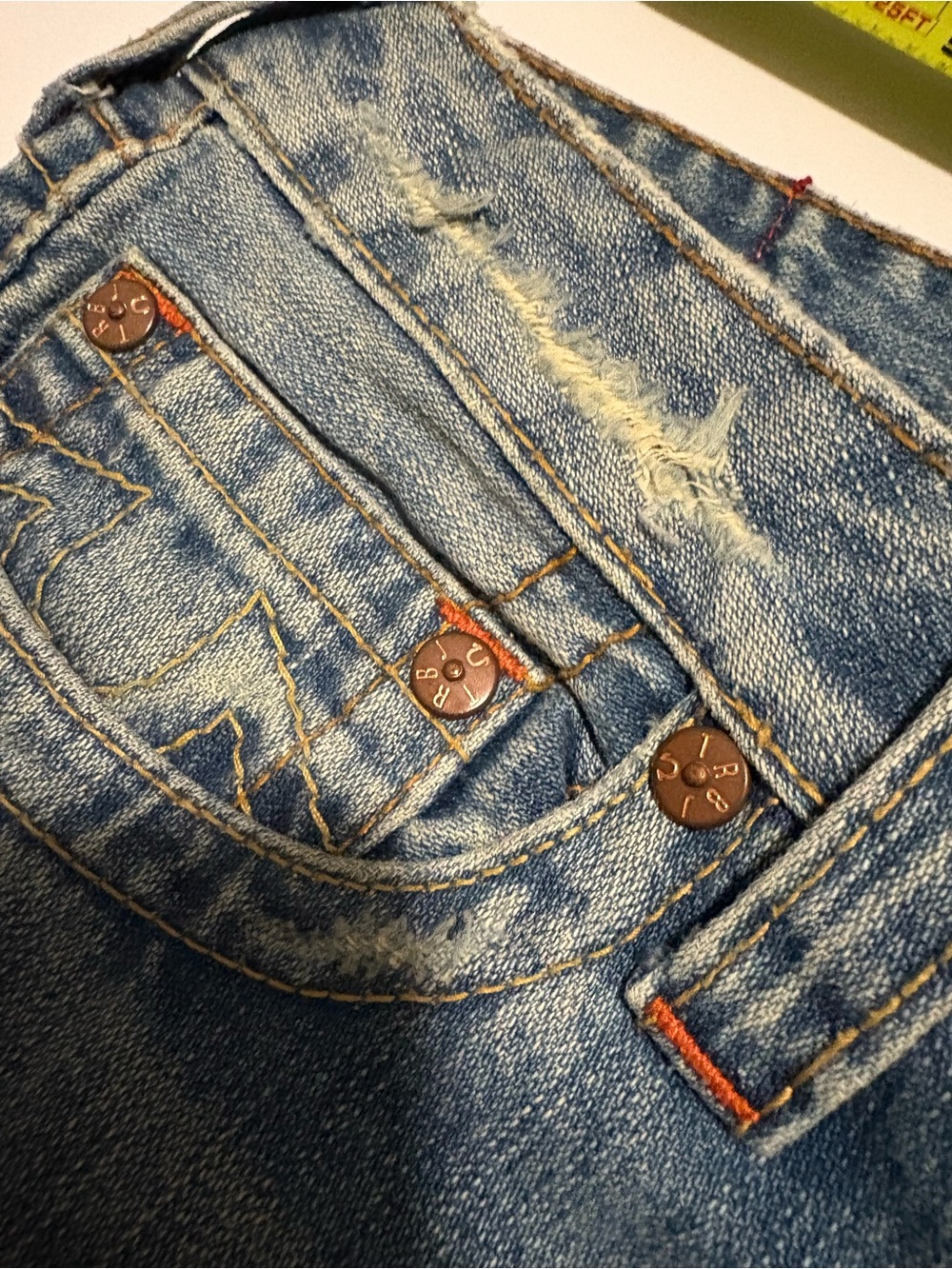 True Religion Vintage Embroidered Peacock Flare Jeans Made in USA Size 30 - Picture 6 of 8